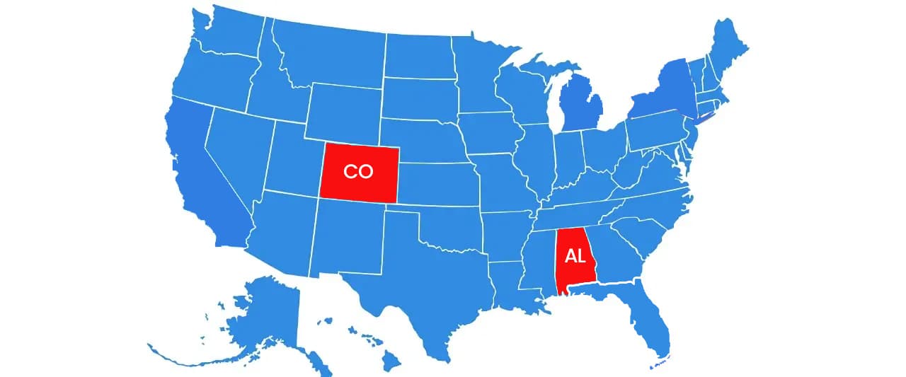 Alabama and Colorado
