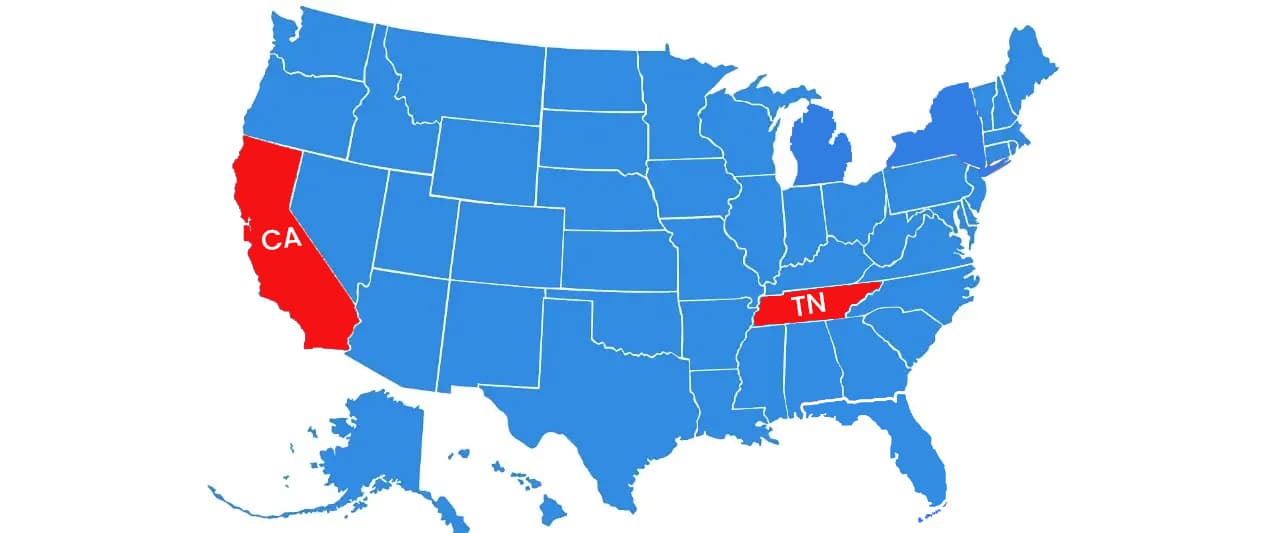 California to Tennessee Car Shipping